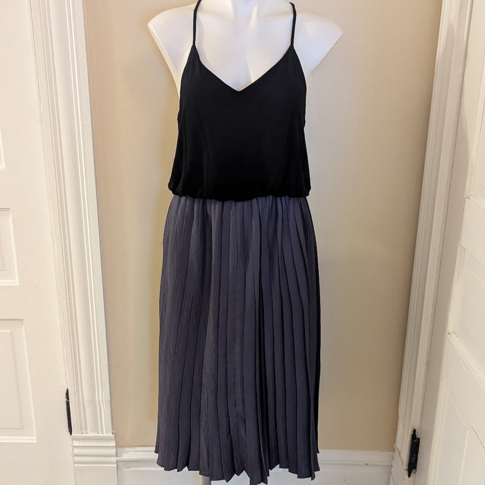 Loft black and gray midi sundress size S